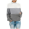 thumbnail image 3 of felwors Women's Turtleneck Batwing Sleeve Loose Oversized Knitted Pullover Sweater Jumper Tops Grey, M, 3 of 5