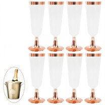 ACDANC 8Pcs Champagne Flutes Plastic 5 oz for Diverse Applications Martini Glasses Champagne Flutes for Bridal Shower Party Rosegold
