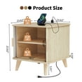 thumbnail image 6 of PHOYAL Beige Large End Table with Charging Station, Vertical Strip Square Side Tables with Sliding Door Storage for Living Room, 6 of 8