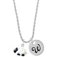 thumbnail image 1 of Delight Jewelry Resin White Lamb Silvertone Script Initial Disc - W - Charm Necklace, 20"+3", 1 of 4
