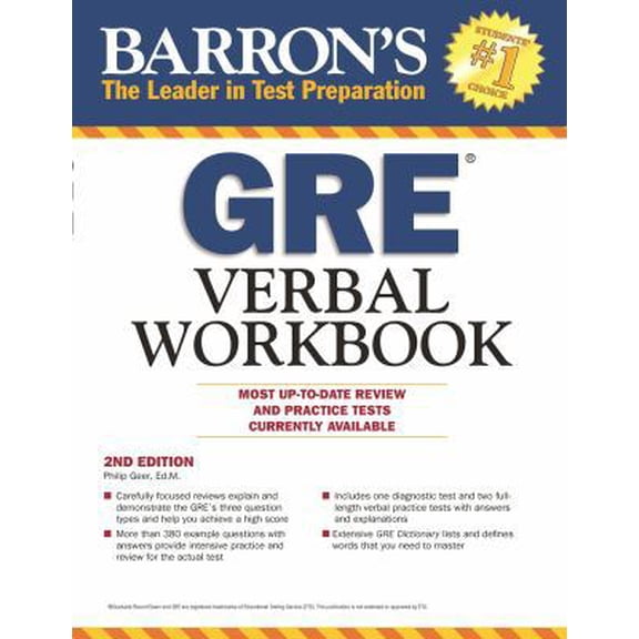 Pre-Owned Barron's GRE Verbal Workbook (Paperback) 143800379X 9781438003795