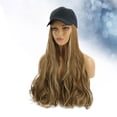 thumbnail image 4 of Peluca de pelo para mujer Gorro de una pieza Peluca de pelo largo y rizado Peluca elegante de moda con gorra informal Extensión de pelo de moda con sombrero (Marrón degradado), 4 of 4