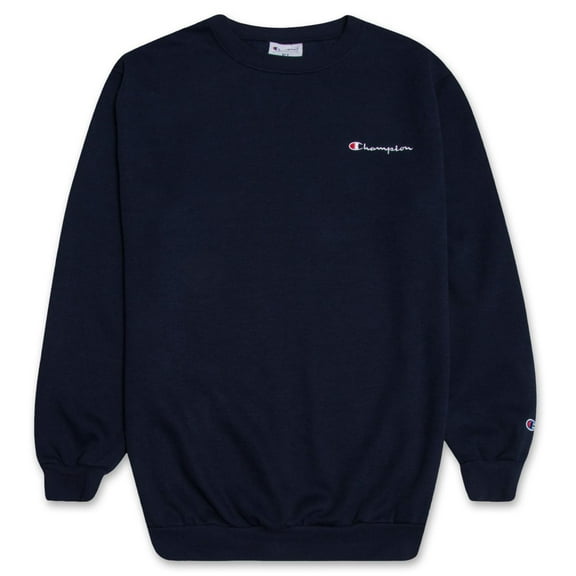 Champion Crewneck Fleece Sweatshirt for Men's Big and Tall with Script Logo (2XLT, NAVY)