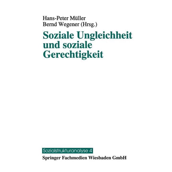 Sozialstrukturanalyse Soziale Ungleichheit Und Soziale Gerechtigkeit, Book 4, (Paperback)