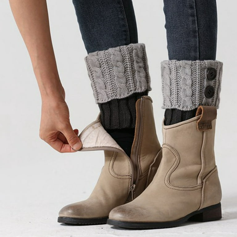 Yubnlvae Women Winter Warm Knit Leg Warmers Crochet Leggings Slouch Boot  Socks Grey