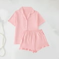 thumbnail image 2 of zbxnLI Women Sets Pajamas Short Sleeve Women's Solid Color Button down Tops with Shorts Sleepwear Comfy Soft Loungewear, 2 of 7