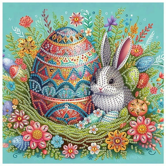 5D DIY Diamond Painting Kit Easter Bunny Creative Handicraft for Home Wall Decor, Birthday or Christmas Gift