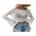 thumbnail image 1 of MesaSe Womens Long Sleeve See Through Knitwear Solid Color Mesh Long Sleeve Knitted Pullover Tops, 1 of 6