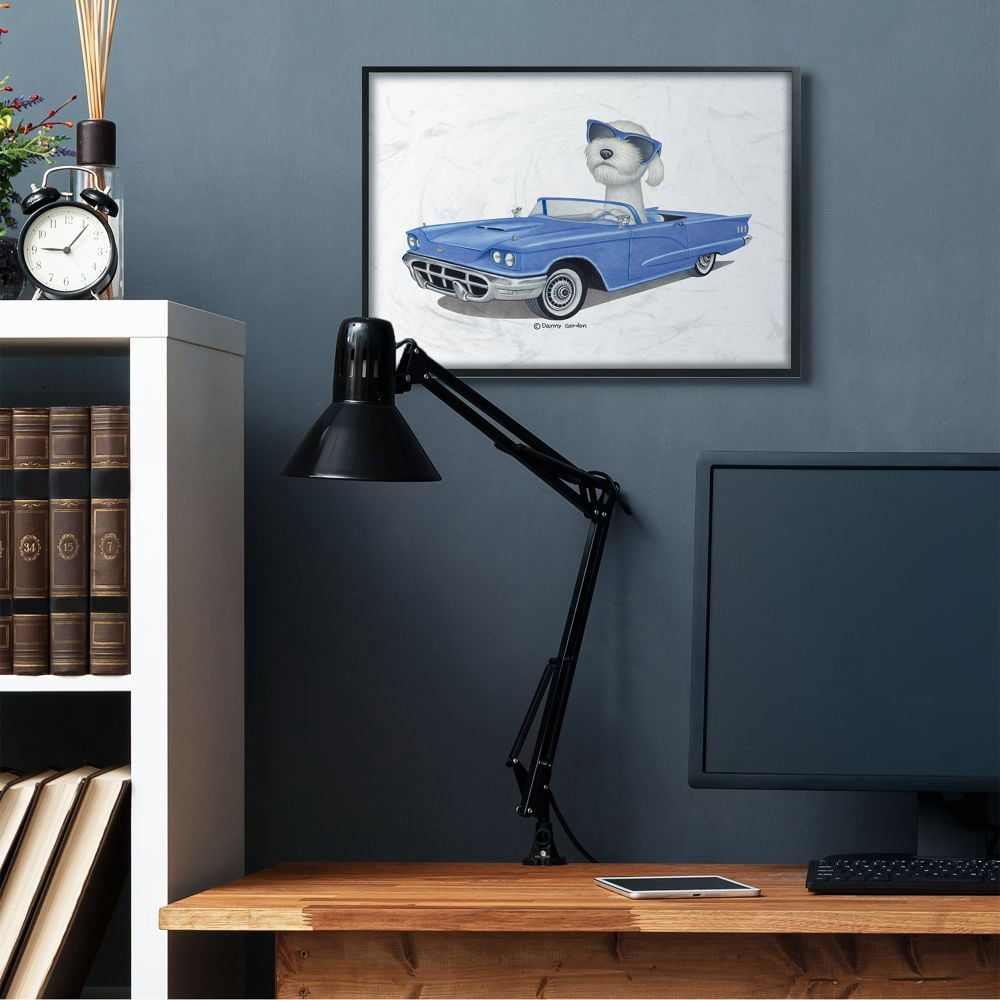 Stupell Industries Dog with Sunglasses in Blue Convertible Family Pet Designed by Danny Gordan
