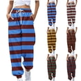 thumbnail image 2 of ctdiral Sweatpants for Women Fall Striped Color Block Lounge Long Pants Elastic High Waisted Drawstring Sweatpants with Pockets Casual Loose Fit Comfy Sports Joggers Dark Gray M, 2 of 6