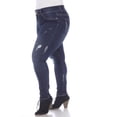 thumbnail image 3 of White Mark Women's Plus Size Paint Effect Dark Blue Denim, 3 of 5