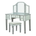 thumbnail image 2 of Inno Solid Wood 3-Piece Makeup Vanity Set with Mirror, Silver, 2 of 9