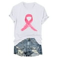 thumbnail image 4 of CLOISE Pink Breast Cancer Tops Women Short Sleeve Crewneck Tops Ribbon Pink Breast Cancer Awareness Tee Shirts Cute Comfortable Shirts Cancer Fight Clothes White M, 4 of 4