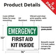 thumbnail image 2 of First Aid Kit Inside OSHA Emergency Rigid Plastic Sign 14 Inch x 10 Inch - 5 Pack, 2 of 8