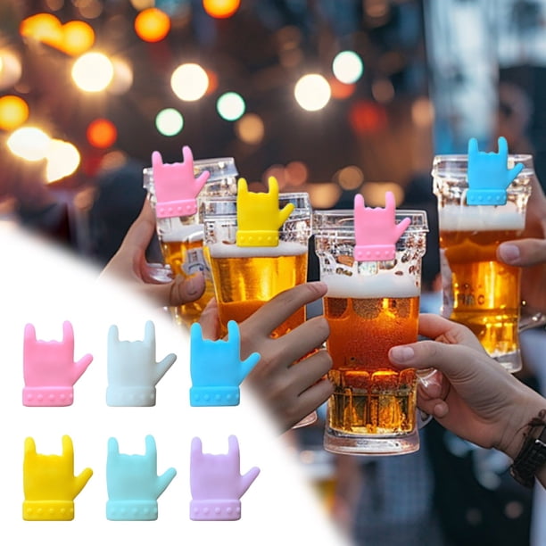 Juego de rotuladores para copas de vino de dedo | Pinzas de tazas numeradas para la identificación de bebidas | Reconocedor de copas de vino | Clips decorativos para eventos de fiesta | Paquete de 6