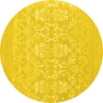 thumbnail image 1 of Ahgly Company Machine Washable Indoor Round Oriental Yellow Industrial Area Rugs, 7' Round, 1 of 1