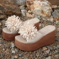 thumbnail image 6 of Women's Wedge Slide Sandals Summer Casual Thick Sole Platform Mules with 3D Floral Accent Solid Color Slip On Heeled Sandals for Beach Daily Walking Outdoor Use, 6 of 10