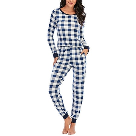 

Women Xmas Plaid Pajamas Set Long Sleeve 2 Piece Pjs Sleepwear Loungewear Set