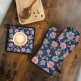 thumbnail image 5 of Pioneer Flower Kitchen Oven Mitt and Pot Holder Sets 2 Pcs for Baking, Cooking and Grilling, Heat Resistant Up To 392 °F, 5 of 7