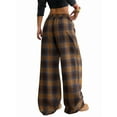 thumbnail image 2 of Women'S Plaid Checkered Pants Flannel Pajama Pants Lounge Wide Leg Baggy Sweatpants with Pockets Dark Brown XL, 2 of 7