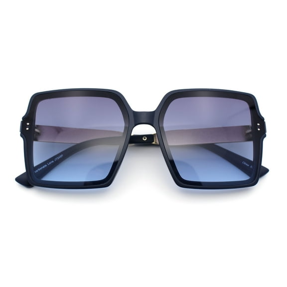 Womens Inset Lens Rectangular Butterfly Chic Plastic Fashion Sunglasses All Navy