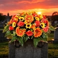 thumbnail image 6 of Artificial Satin Saddle Flower, 24-inch Silk Floral Arrangement for Memorial Day Cemetery Tombstone Decoration, 6 of 6