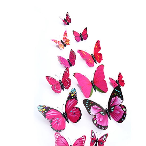 Toystoory 12 piezas 3D mariposa pegatinas de pared arte calcomanía PVC decoración del hogar tienda boda DIY Decoración del hogar violeta