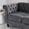 thumbnail image 3 of Grey Velvet Chesterfield 2 Person Sofa with Hand - crafted Nailheads / Rich and Luxurious Visual Effect, 3 of 5