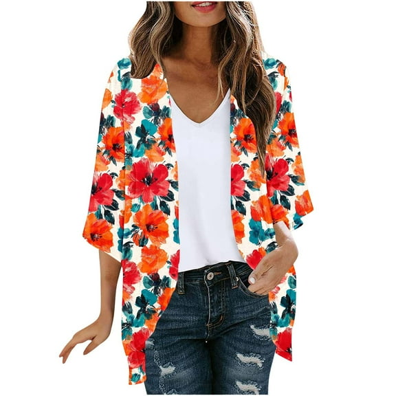 BangWanChi Ladies' New Autumn Cardiagns Women's Vintage Printed Casual Printed Cardigan