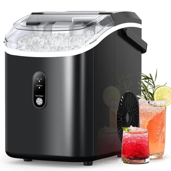 Havato Nugget Ice Maker, Portable Countertop Ice Machine Chewable Crushed Ice | 35Lbs/24H, Self-Cleaning, Quiet & Compact ,Black