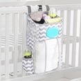 thumbnail image 1 of POINTERTECK Hanging Baby Diaper Caddy Organizer with Paper Pocket  Diaper Stacker  Baby Crib Hanging Storage Organizer Bag for Changing Table  Crib  or Wall Nursery Organization, 1 of 6