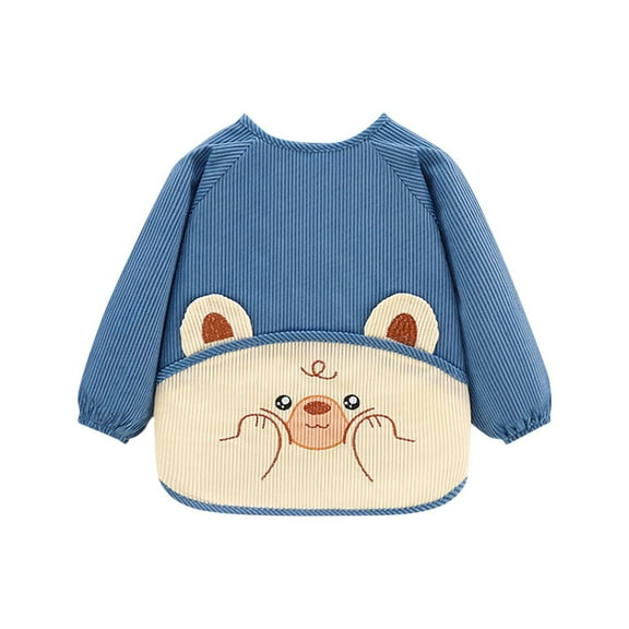 Baby Bibs with Long Sleeve Bib, Coverall Bibs for Baby Feeding, Soft and Skin-Friendly Material, Machine Washable, Waterproof and Easy to Clean, Baby Infant Toddlers Blue 4 Years