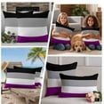 thumbnail image 5 of Modern Striped Outdoor Waterproof Pillow Covers, Minimalist Geometric Black Purple Decorative Square Throw Pillowcase Sofa Cushion Sham for Patio/Couch/Chair, 16"x16" 2 Pack, 5 of 8