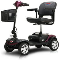 Metro Mobility Secure Folding 4-Wheel Mobility Scooter with Charger & Basket, Dark Red, 350 lb Limit