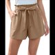 thumbnail image 2 of Pantalones Cortos Casuales de Verano para Mujer con Lazo y Cintura Anudada y Bolsillos. Caqui XL, 2 of 7