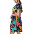 thumbnail image 2 of Lsque Vibrant Graffiti Urban Art Print Women's Casual Dress T-Shirt Summer Short Sleeve Scoop Neck Swing Dresses, 2 of 6