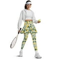 thumbnail image 5 of COEQINE Ruffle Pleated Tennis Skirted Legging for Women with Pockets Lemon and White Floral Print Fashion Breathable Golf Pickleball Leggings High Waist Tennis Skirts, M, 5 of 7
