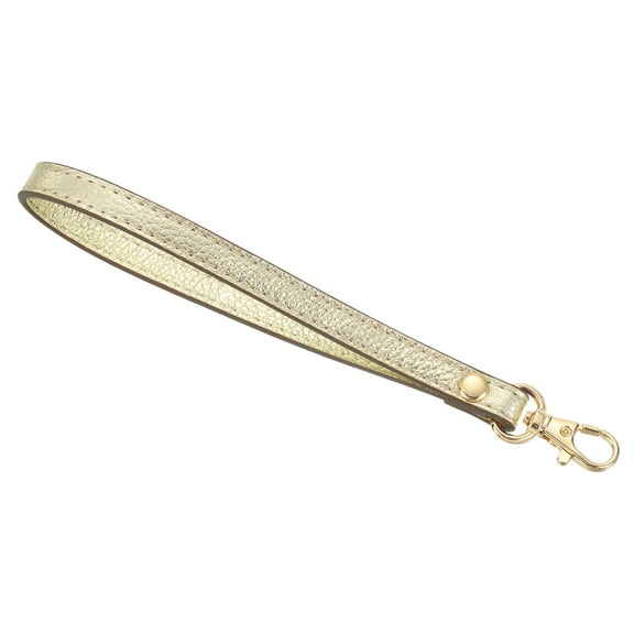 Uxcell Leather Wristlet Strap, 190mm/7.48" Hand Wrist Strap for Clutch Wallet Keychain Bag DIY (Gold, Gold)