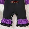 thumbnail image 5 of mgoYE Preemie Baby Girl Clothes Baby Girl Halloween Clothes Pumpkin Long Sleeve Romper Jumpsuit Striped One Piece Outfit|Black 6-9 Months, 5 of 6