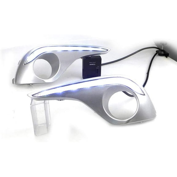 Leadwolf Super Bright DRL Daytime Running Light for Toyota Highlander 2011-2013 High Performance Front Bumper Fog Lamp Assembly Automotive Replacement Dual Color 8 LED Beads 1Pair