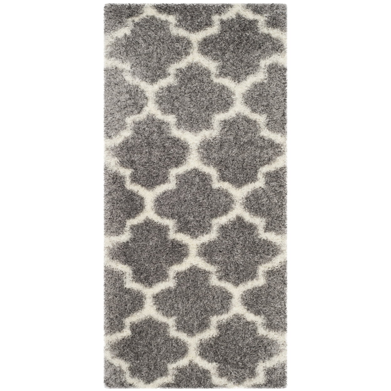 SAFAVIEH Montreal Lennart Geometric Quatrefoils Shag Area Rug, Grey/Ivory, 4' x 6'