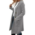 thumbnail image 3 of Women Fall Long Cardigan Sweater Trendy Knit Jacket Coat Dressy Blazer Coatigan Gray XL, 3 of 7