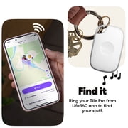 Life360 Tile Pro Powerful Bluetooth Tracker for Keys, Bags, Phones & More, iOS & Android, 2-Pack Tracking Devices (Black/White)