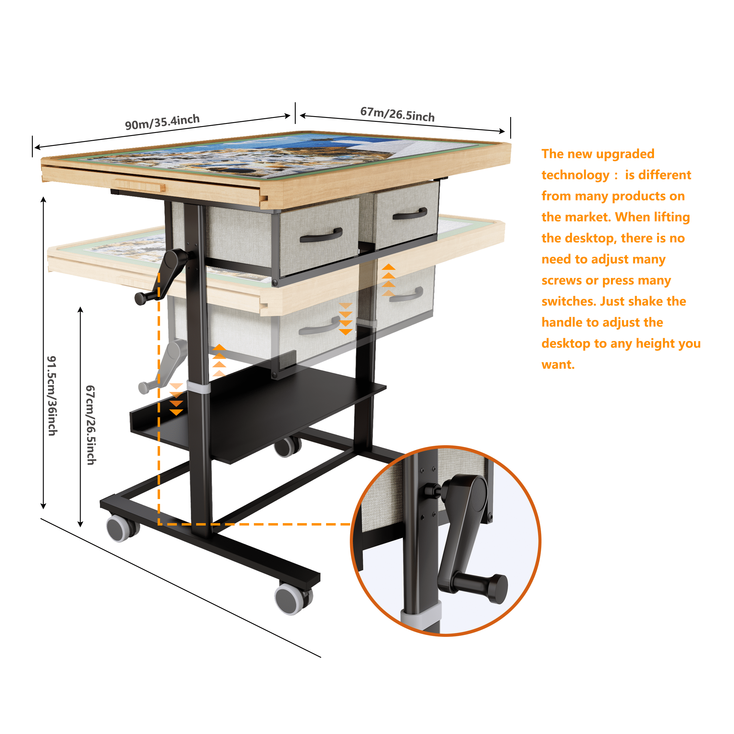 1500 Piece Jigsaw Puzzle Table with Legs,Jigsaw Puzzle Board Portable with 4 Drawers and Cover,35"x26"Adjustable Puzzle Tables for Adults,Gift for Mom