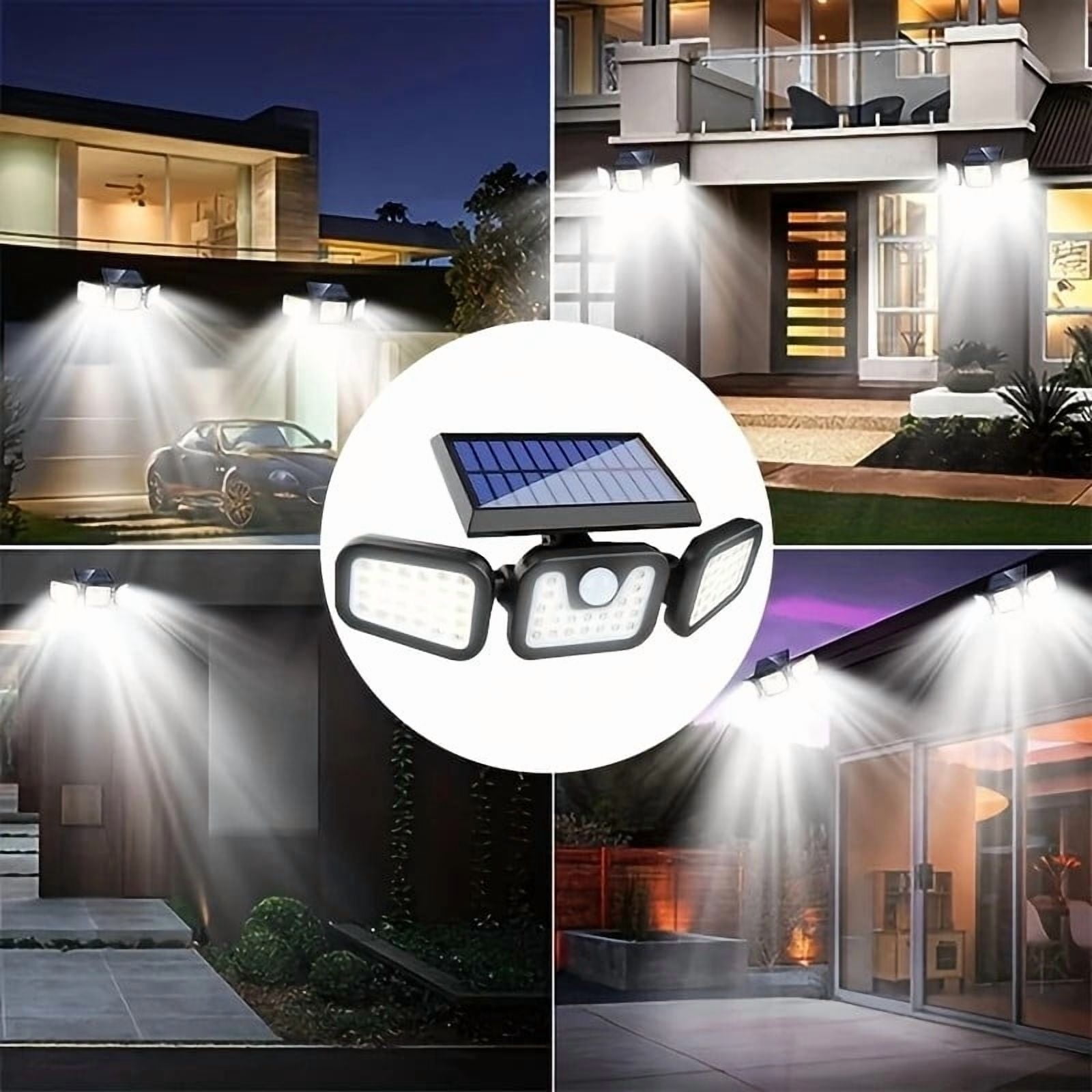 PMMIPNW Solar Outdoor Lights 2500LM 74 LED Security Lights IP65 Waterproof Lighting Fixtures with 3 Modes