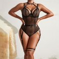 thumbnail image 4 of Gibobby Lencería mujer erótica Conjunto de Lencería Sexy para Mujer Sexy Conjunto de Bralette de Encaje Cruzado Conjunto de Brasier y Bragas(Negro, M), 4 of 5