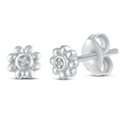 FIFTH AND FINE 1/60 Cttw Natural Diamond Daisy Flower Stud Earrings in 925 Sterling Silver