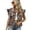 Khaki, variant on Womens Denim Jacket Jean Jacket Washed Vest With Ruffle Edges Casual Layering Clothes