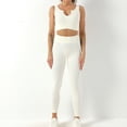 thumbnail image 4 of SWSMCLT Women's 2 Piece Outfits Crop Tank Tops and Athletic Workout 2Pcs Sexy Lounge Sets High Waisted Leggings Yoga Set Seamless Sporty U Neck Activewear Cream Large, 4 of 5