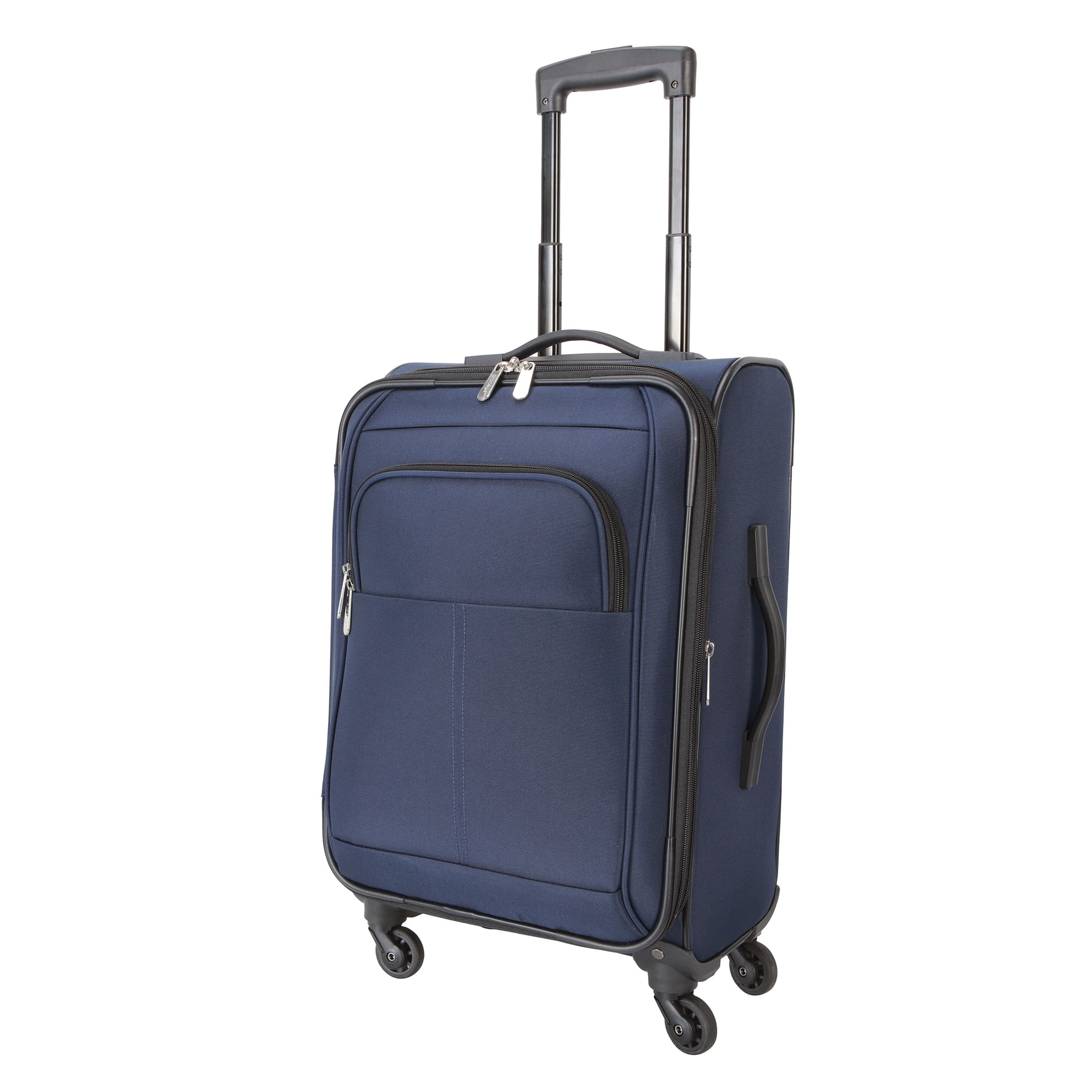 Protégé 7-Piece Softside Polyester Luggage Set With 360 Spinner Wheels and Divider Pockets, Includes 28-inch Checked, 24-inch Checked, 20-inch Carry-On, 2 Large and 2 Medium Packing Cubes, Blue Cove